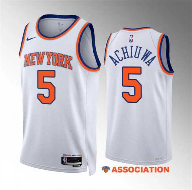 Men%27s New Yok Knicks #5 Precious Achiuwa White Association Edition Stitched Basketball Jersey Dzhi